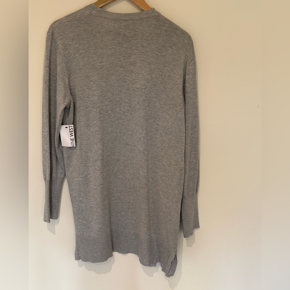 NWT Women's Nine West Essential Cardigan Light Grey size large - Picture 2 of 9